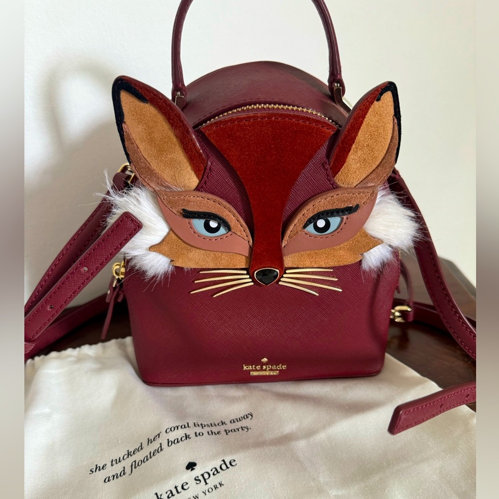 Kate Spade So Foxy Binx Mini Fox Backpack Purse Crossbody Bag Barely Used
